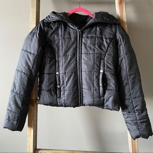 Black Cropped Puffer Jacket
